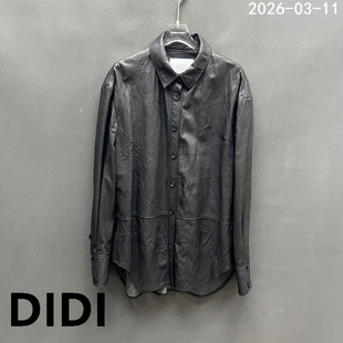 皮衣女宽松百搭衬衫 欧洲站2026春季 休闲慵懒风长袖 时尚 外套 新款