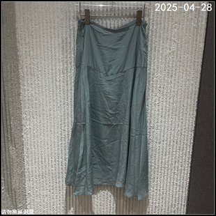 欧洲站2025夏季 半身裙女58521 新款 PH23高腰显瘦人丝人棉A字裙时尚