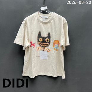 简约卡通印花短袖 时尚 T恤女宽松百搭减龄上衣 新款 欧洲站2026春季