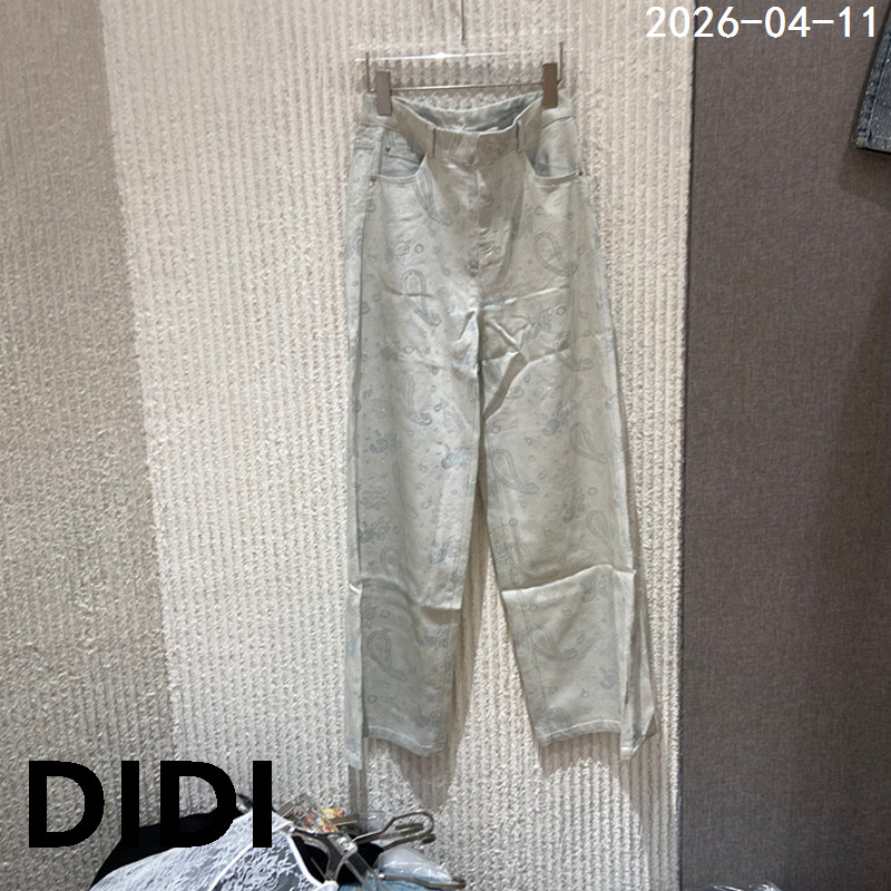 欧洲站2026早夏新款腰果提花高腰牛仔裤女宽松显瘦阔腿长裤8211