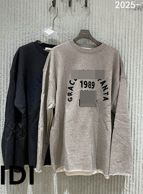 欧洲站2025秋冬季新款数字字母印花圆领休闲长袖卫衣女上衣63232