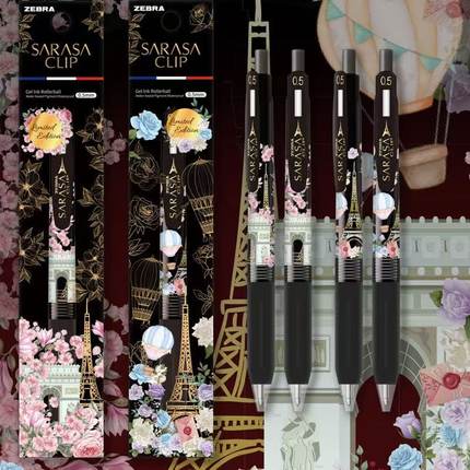 新品ZEBRA斑马2代法国盛开巴黎铁塔玫瑰花朵限定中性笔限量版水笔