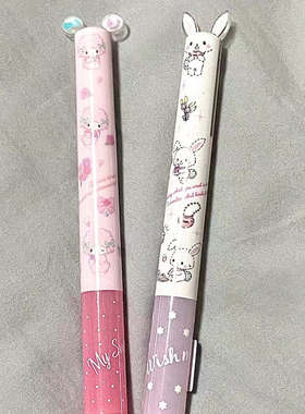新款sakamoto三丽鸥人物限定迷你耳朵笔黑红双色圆珠笔多功能笔