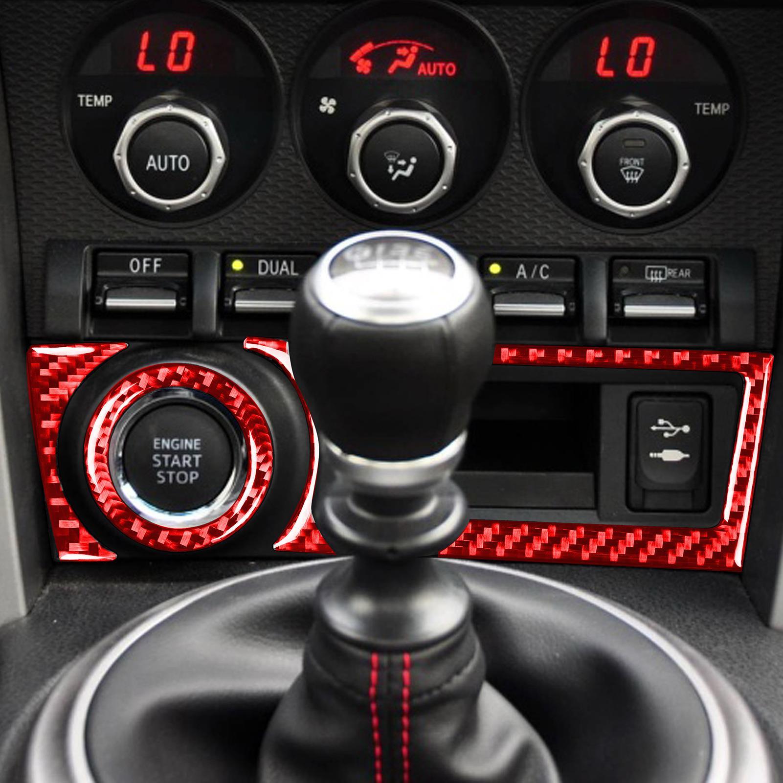 适用斯巴鲁BRZ丰田86红色碳纤维储物盒面板装饰贴车内饰改装配件