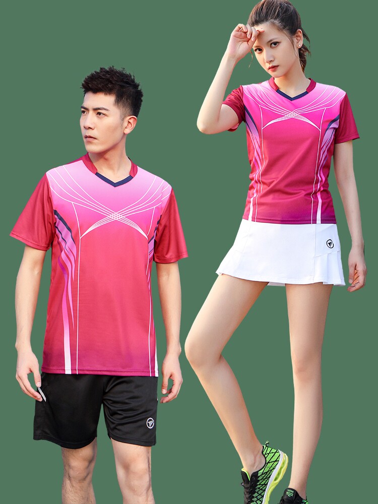 Size Li quiet badminton suit womens fast dry male couple breathable short sleeves 2021 new sports table tennis
