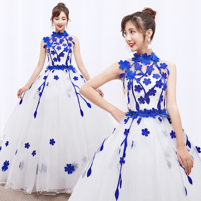 晚礼服0彩纱蓬蓬裙汇演声乐艺考