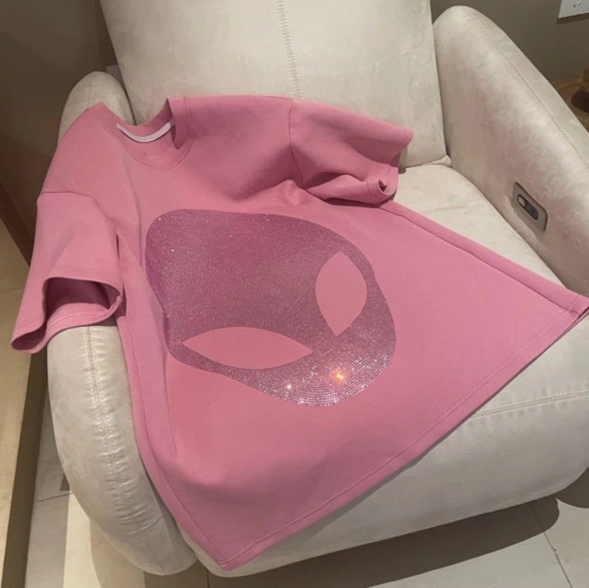 短袖体恤慵懒风上衣女烫钻镶钻