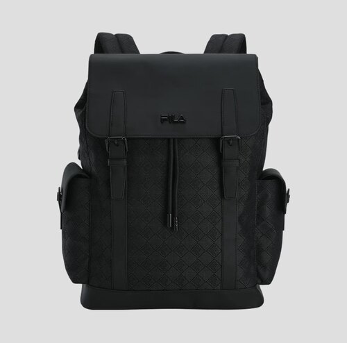 FILA/斐乐新款复古时尚翻盖电脑包双肩包黑色F13M538104F-BK