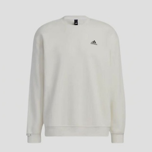 马思纯同款adidas手工缝纫加绒手工刺绣圆领套头长袖卫衣IB2713