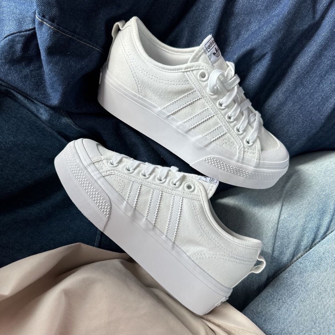 adidas Originals Nizza 经典复古 透气 休闲帆布鞋厚底FV5322