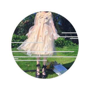 学生女公主裙仙女裙子春季日系软妹网纱蝴蝶结木耳花边羽毛连衣裙
