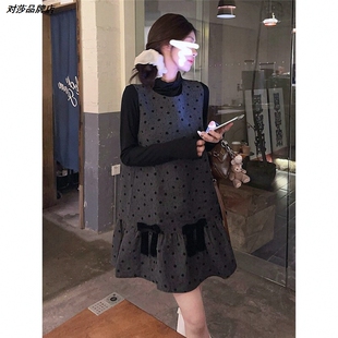 修身无袖高级感早秋季两件套长袖套装连衣裙保暖T恤背带裙打底衫
