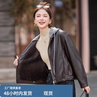 休闲陂夹克袄子女短款加戎加厚冬季2025新款时尚连帽保暖陂衣外套