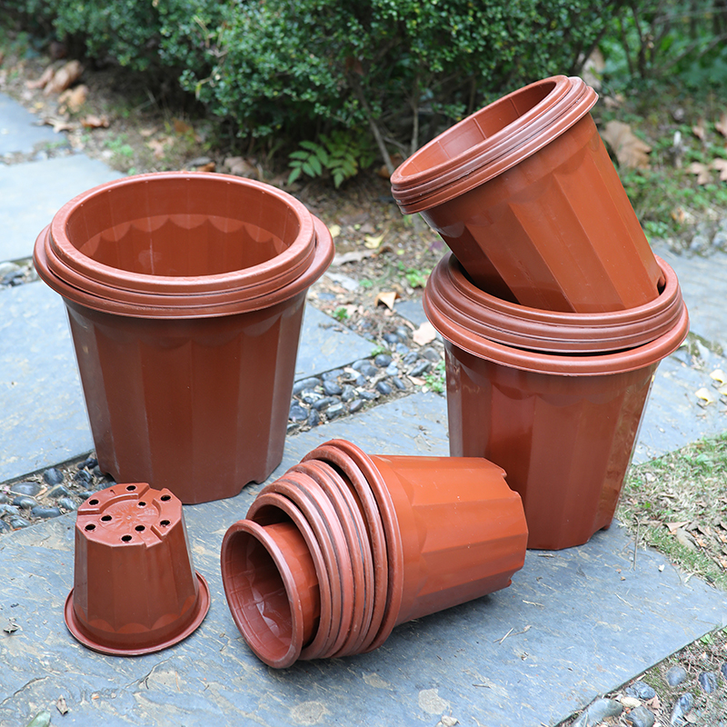 家用塑料大号特大花盆 圆形红色E型角盆园艺绿植基地种植加仑批发