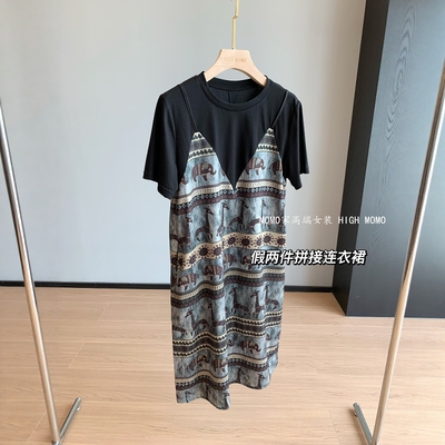 假两件连衣裙莱赛尔棉质短袖