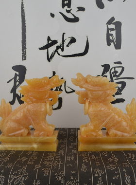 天然玉石麒麟摆件招财聚财家居装饰品礼品办公室摆设 可放室外