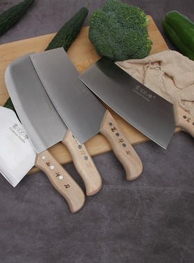 正品葛华切肉刀不锈钢商用中式厨房片鱼刀具套刀圆头锻打菜刀家用