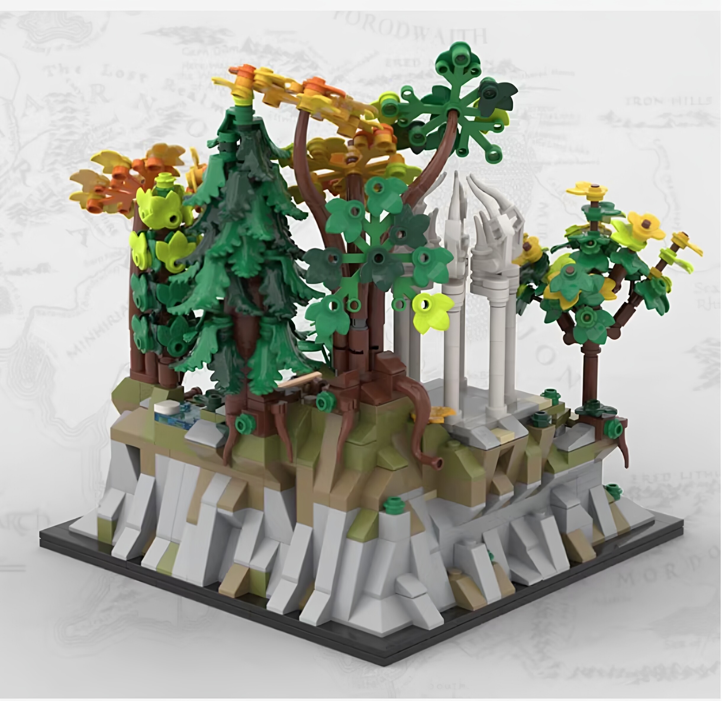 现货小颗粒MOC建筑瑞文戴尔凉亭精灵王国拼装积木益智玩具模型