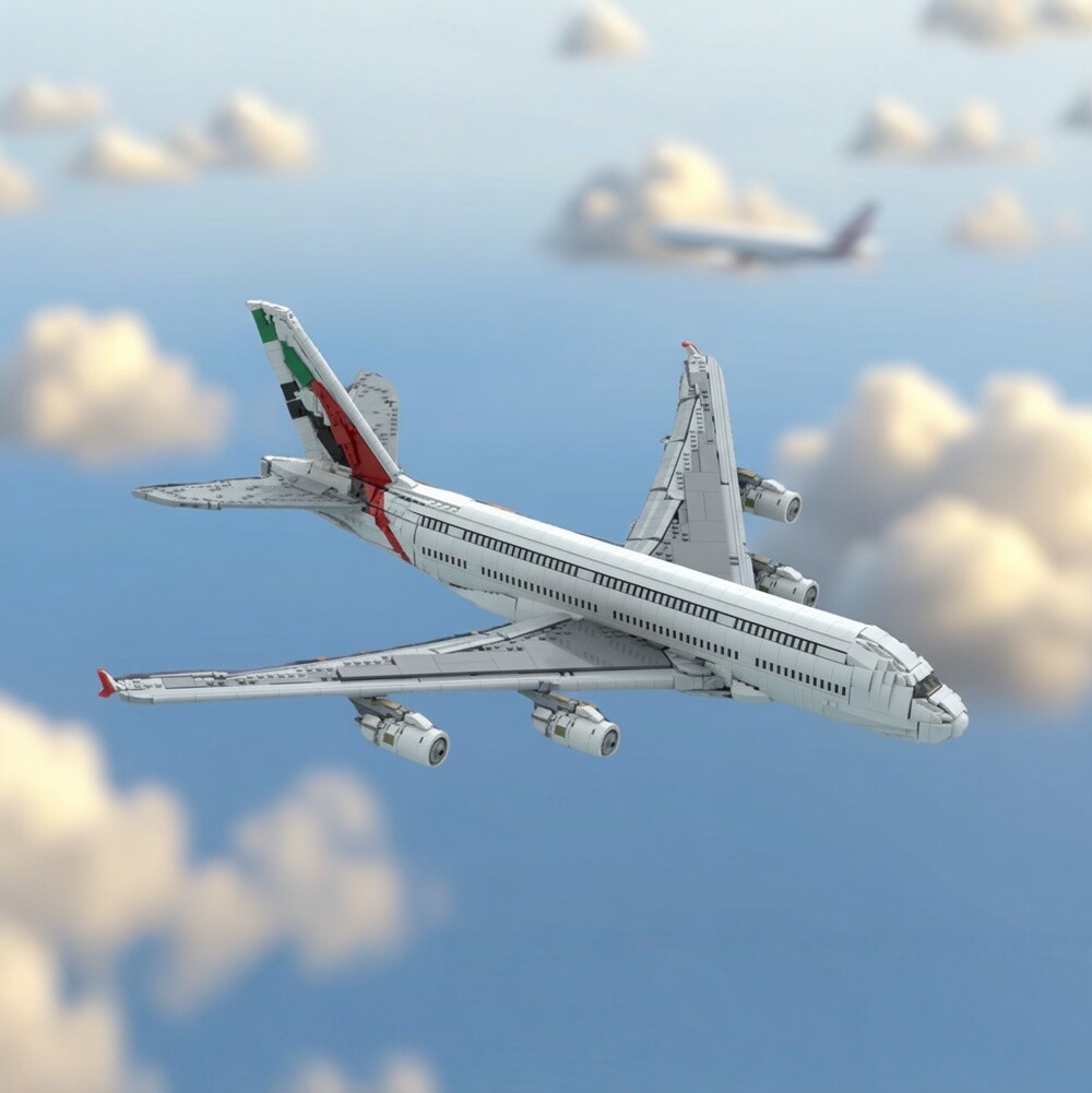 现货小颗粒MOC-235903飞机客机阿联酋空客A380航空积木玩具摆件
