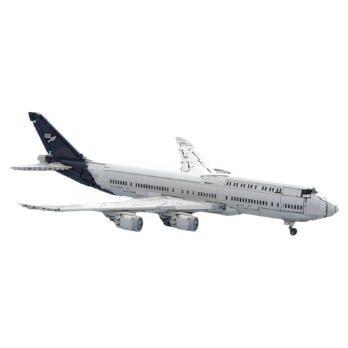 现货小颗粒MOC-251973飞机汉莎航空波音747-8l客机积木玩具模型