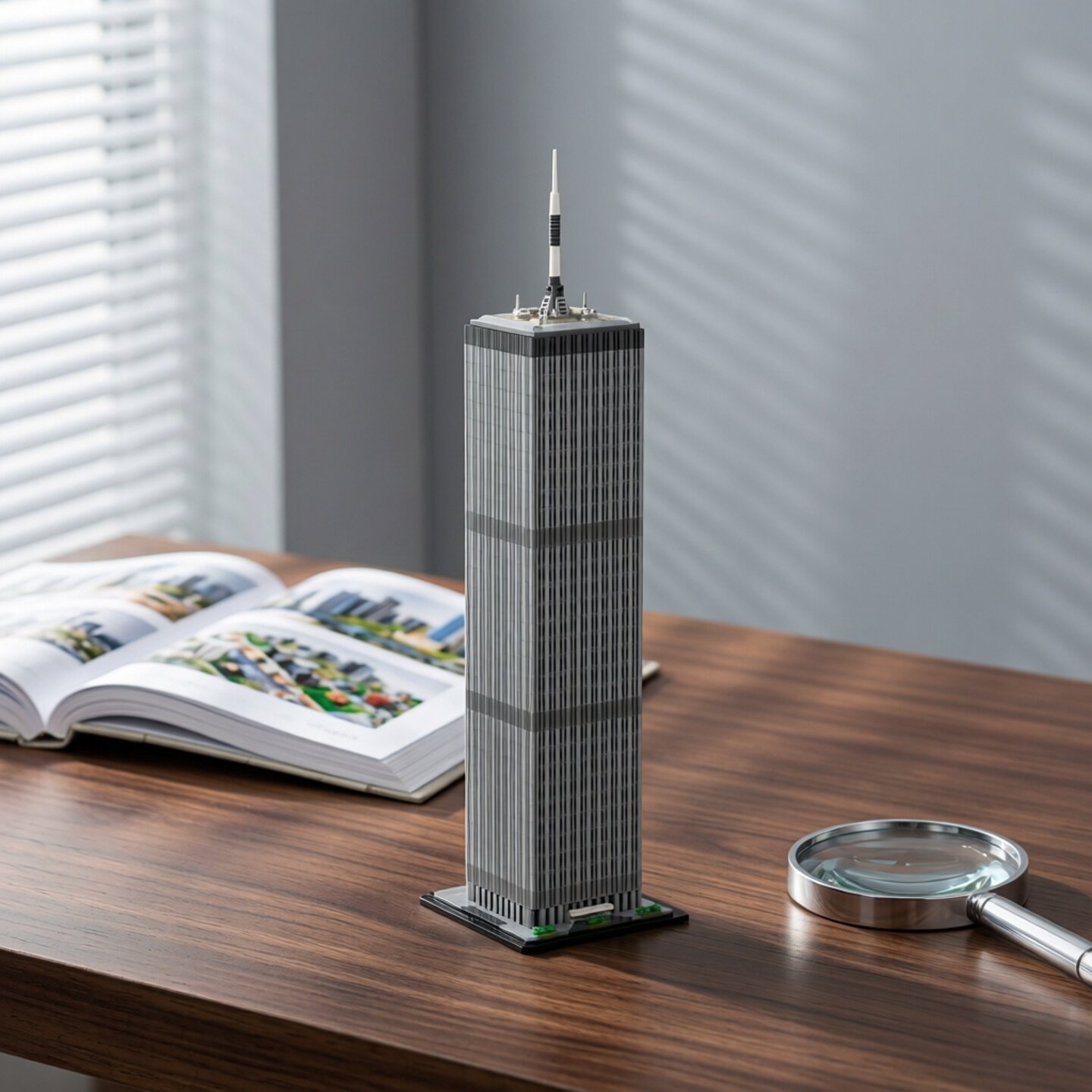 现货小颗粒MOC-127129世界贸易中心建筑1:800比例塔楼积木模型