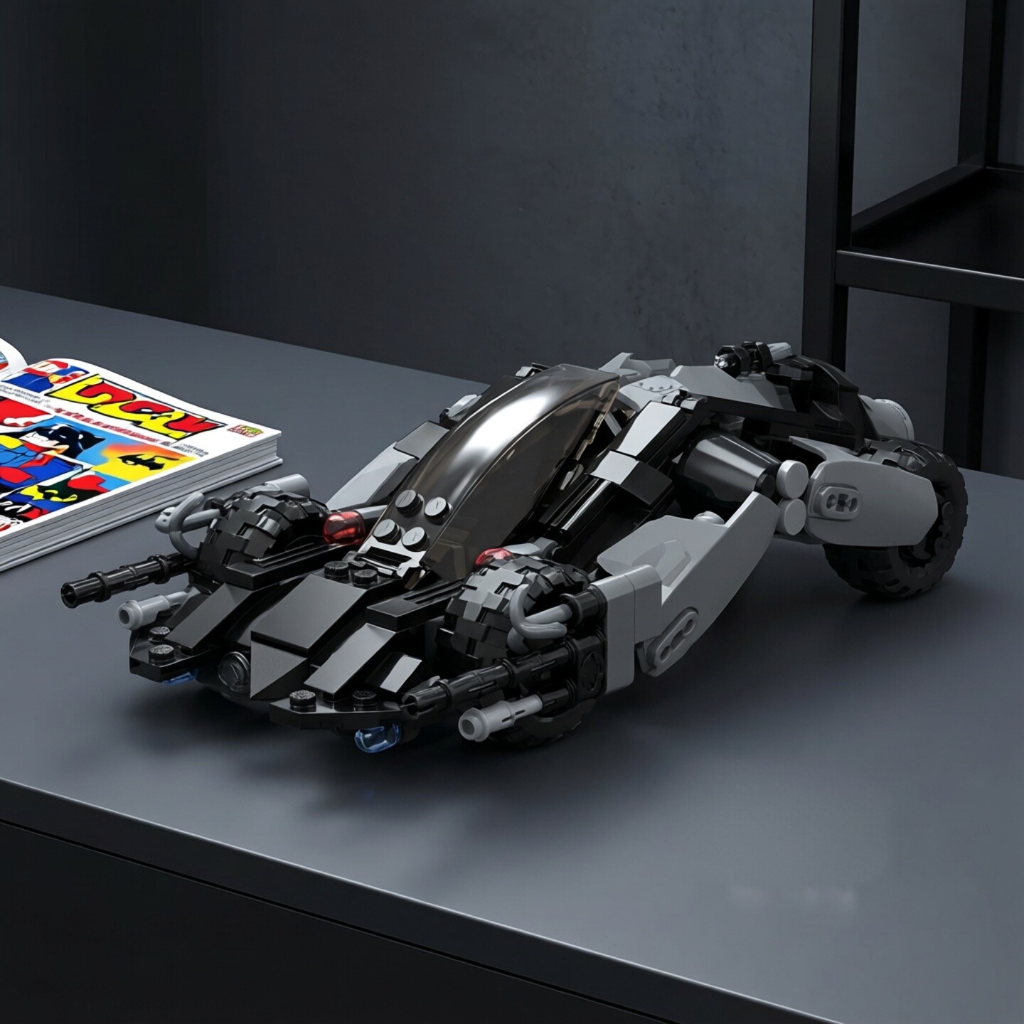 现货小颗粒MOC-74118战车拼装蝙蝠车积木益智玩具模型礼物摆件