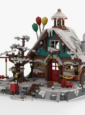 现货小颗粒MOC-201852拼装冬季幼儿园积木益智景观设计礼物圣诞