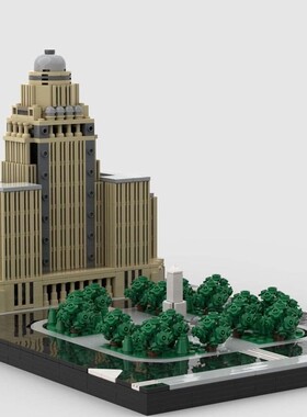 现货小颗粒MOC-55335拼装积木市政厅1/650比例尺益智建筑玩具模型