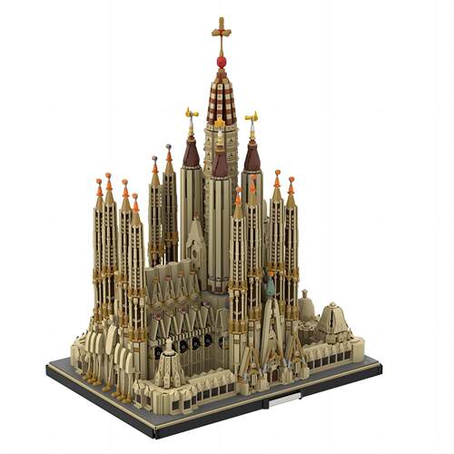 【清仓处理】国产MOC-65795世界建筑巴萨罗那圣教堂高难度积木