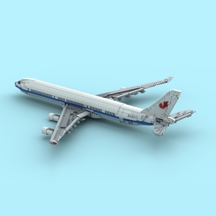 现货小颗粒MOC-243612航空客车A340-300拼装积木益智模型飞机摆件