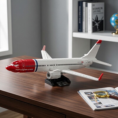 现货小颗粒MOC-65055波音737-800载客飞机积木益智玩具模型摆件