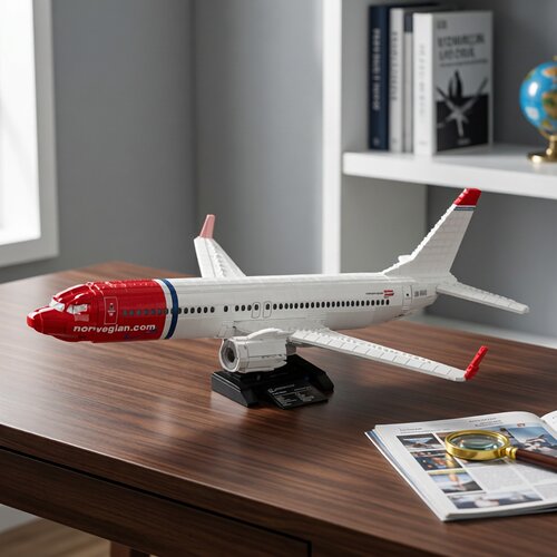 现货小颗粒MOC-65055波音737-800载客飞机积木益智玩具模型摆件