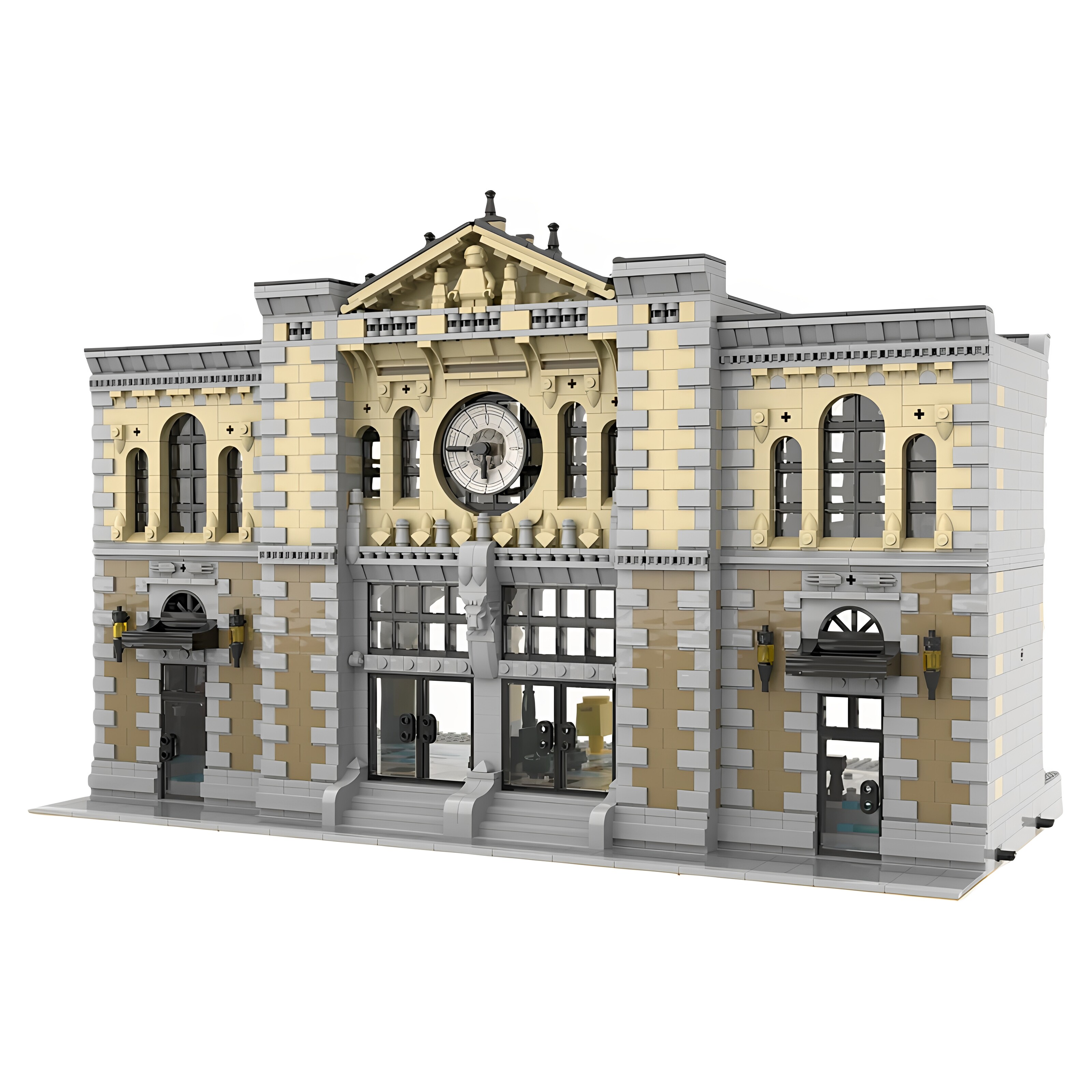 现货小颗粒MOC-85866模块化建筑中央火车站积木玩具模型礼物摆件