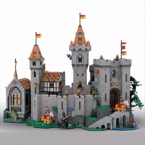 狮子骑士城堡-MOC-160407中世纪建筑扩建城堡拼搭玩具积木