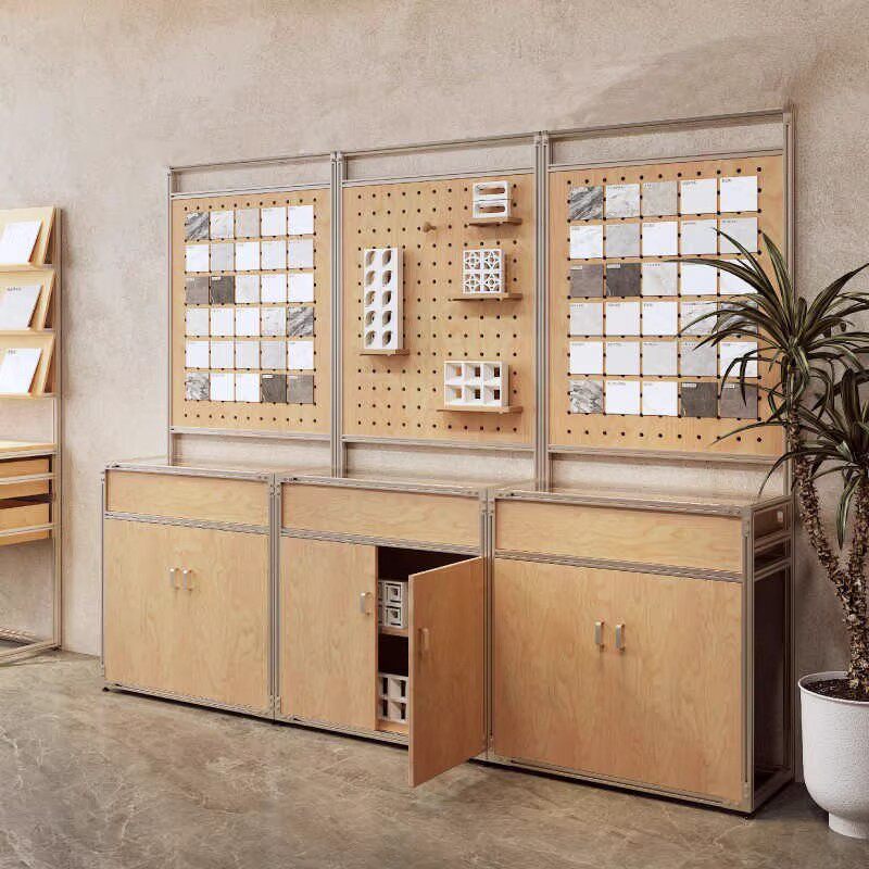 铝型材洞洞板置物架货架展架展厅样品摆放台抽屉储物陈列柜展示架