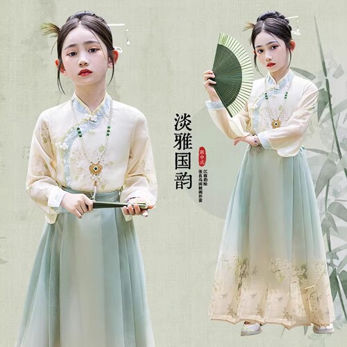 GBUBG女童新中式马面裙套装汉服