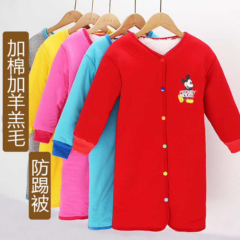 儿童睡袋防踢被男女宝宝小孩子长款睡袍加毛加厚保暖冬季装睡衣