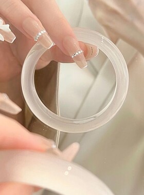 天然冰种玛瑙手镯少女白月光镯子女款玉石冰透玉髓荔枝冻手镯网红