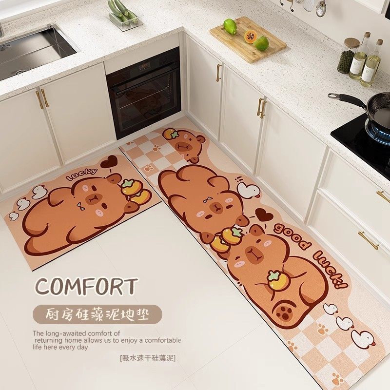 卡皮巴拉豚鼠硅藻泥厨房家用吸油防滑两件套地耐脏易打理脚,居家布艺,地毯,淘宝优惠券,粉丝福利购,淘宝优惠卷