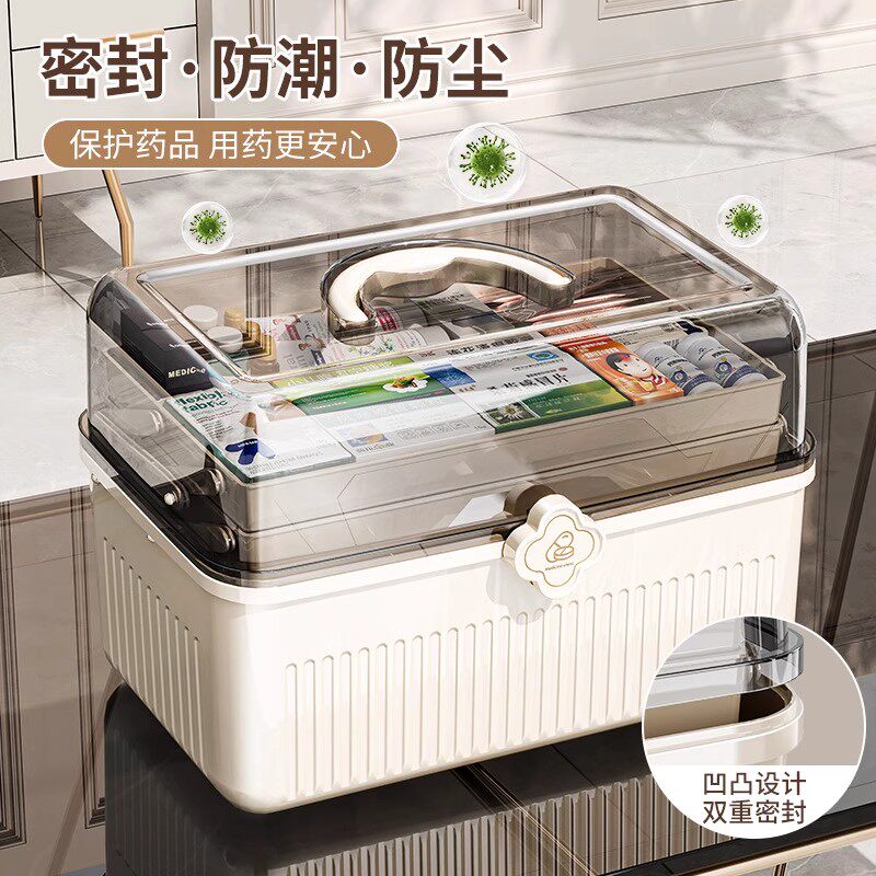 日本进口多层医药箱家庭装家用大容量药物收纳盒大号医疗急救药盒