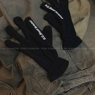 潮牌FCRB摇粒绒加厚简约保暖男士户外战术摩托车登山骑行冬季手套