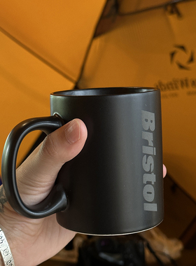 潮牌FCRB藤原浩Bristol陶瓷马克杯黑色喝水杯咖啡杯简约茶杯