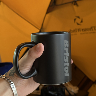 潮牌FCRB藤原浩Bristol陶瓷马克杯黑色喝水杯咖啡杯简约茶杯