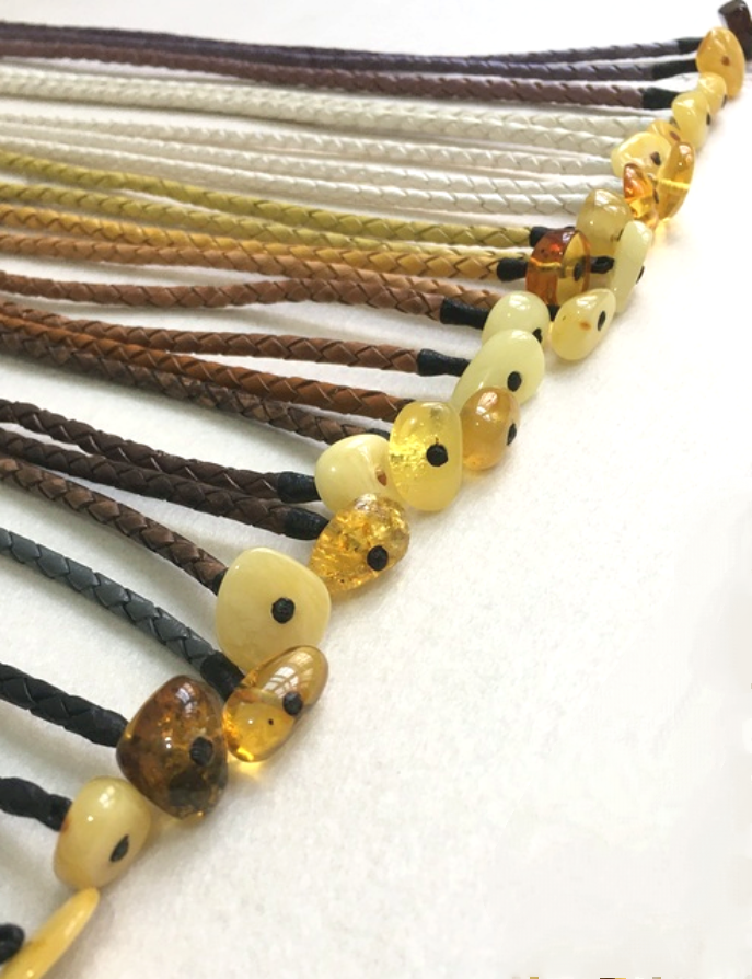 进口皮绳翡翠水晶海蓝宝百搭配链