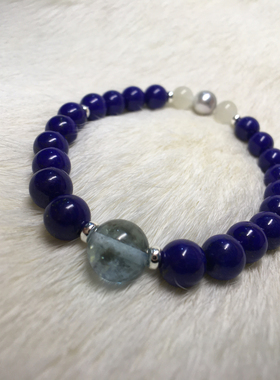 【欣赏】青金石真多麻白月光海蓝宝能量水晶五行