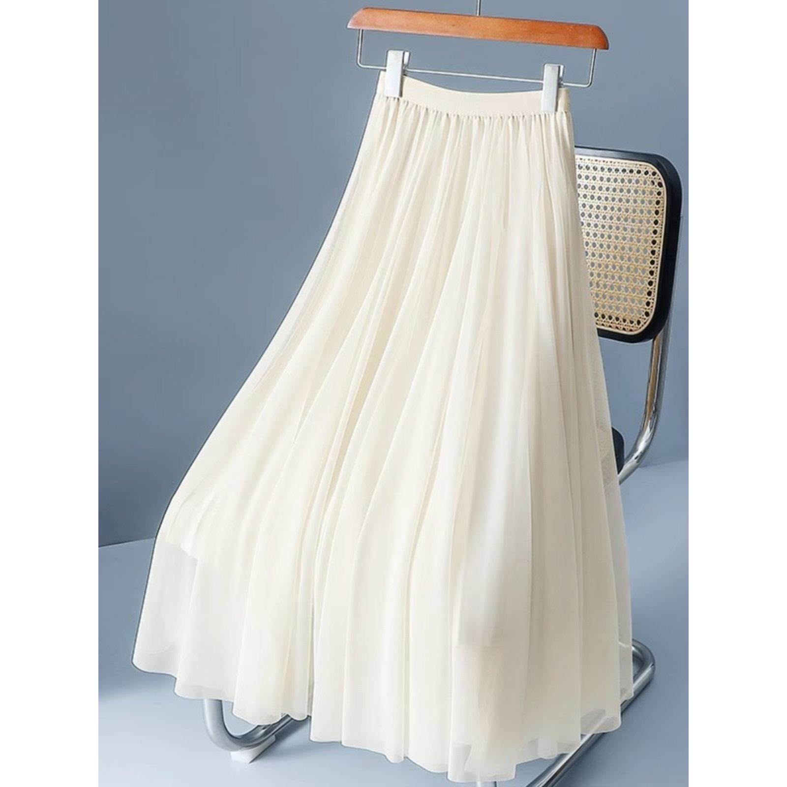 高级感白色网纱半身裙女2025秋冬新款气质高腰显瘦垂感百搭a字裙,运动/瑜伽/健身/球迷用品,瑜伽短裙,淘宝优惠券,粉丝福利购,淘宝优惠卷