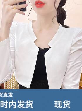 早秋西装外套女小个子无领披肩外搭配裙子西服开衫短款设计感上衣