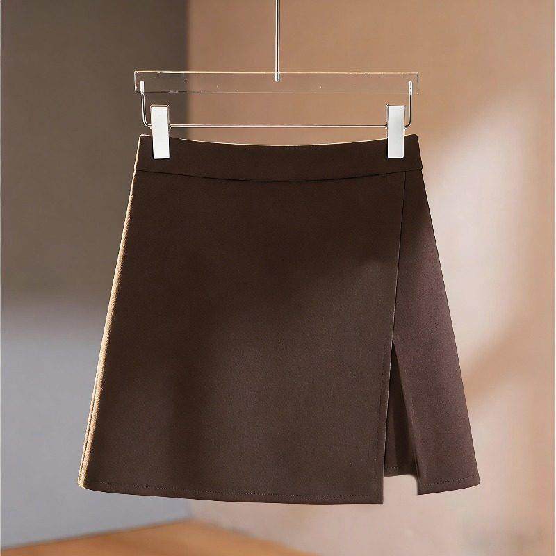 大码美拉德咖色毛呢半身短裙女冬季巨好看的半裙胖mm高腰开叉裙裤,运动/瑜伽/健身/球迷用品,瑜伽短裙,淘宝优惠券,粉丝福利购,淘宝优惠卷