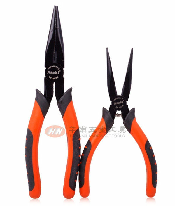 香港雅赛崎ASAKI 6&rdquo;/8&rdquo; 美式虎皮柄尖嘴钳尖咀钳 电工钳AK-8036