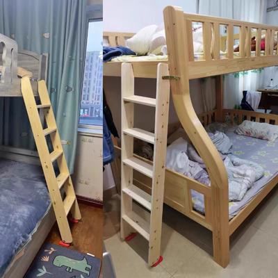 定制学生上下铺楼梯实木梯子简易木质子母床梯防滑整体扶手梯实木